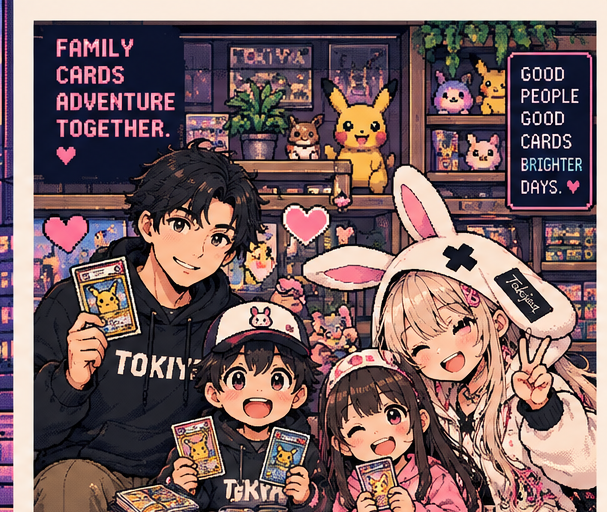 The Tokiya family stocking the store
