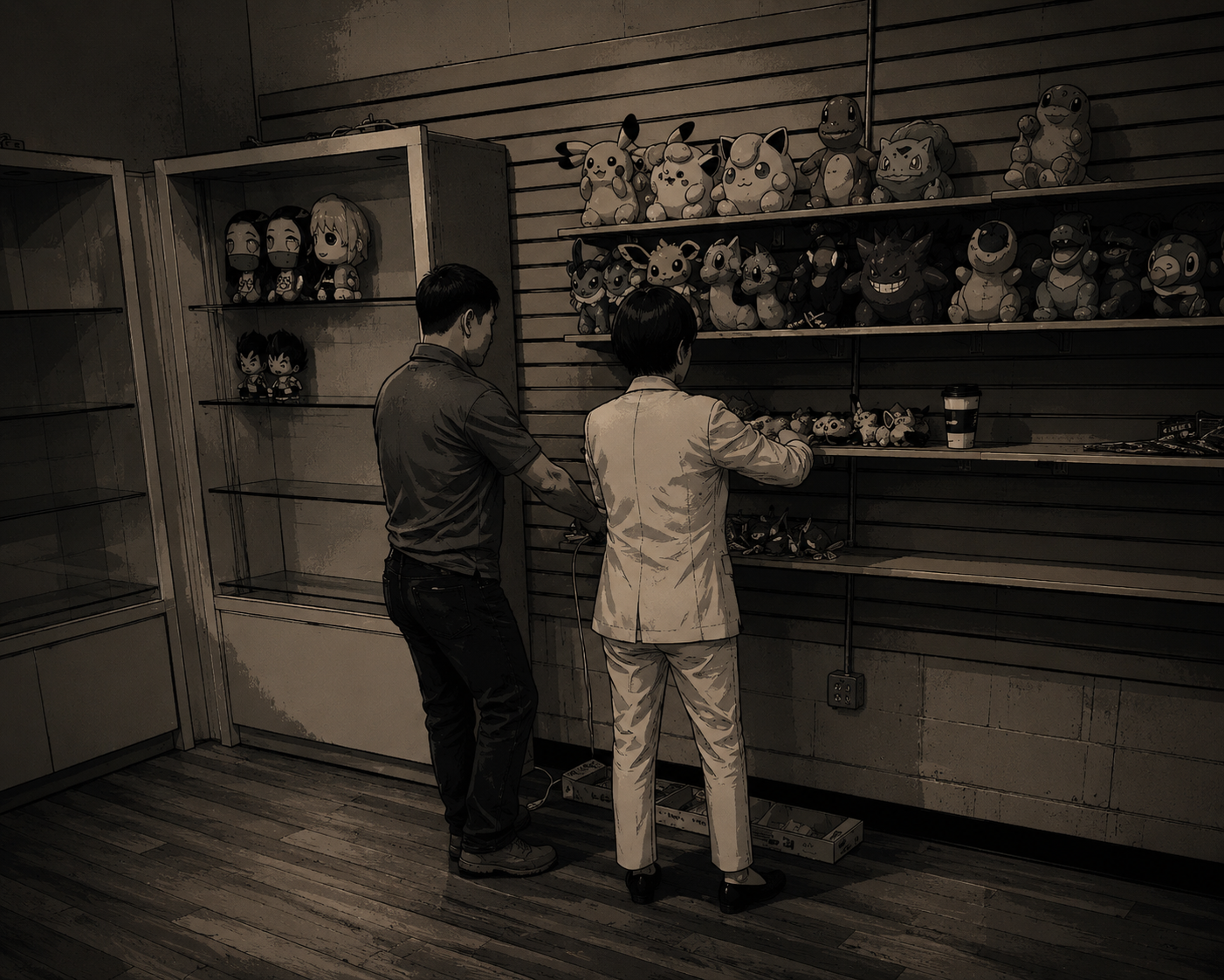 The Tokiya family stocking the store